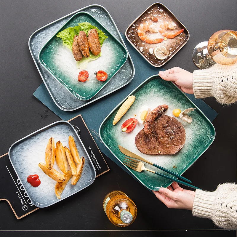 2 PCS Tableware Set Nordic Style Stone Pattern Cceramic Square Plates Steak Home Kitchen Creative Breakfast Salad Western Plate
2 PCS Tableware Set Nordic Style Stone Pattern Cceramic Square Plates Steak Home Kitchen Creative Breakfast Salad Western Plate