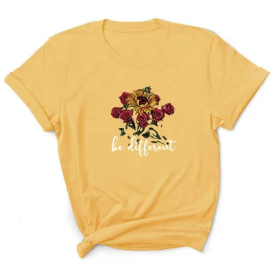 Vintage Sunflower Design T-Shirt Summer Fashion Women T-shirt Be Diffeient Flower Print T Shirt Casual Tops Cute Female Tees
Vintage Sunflower Design T-Shirt Summer Fashion Women T-shirt Be Diffeient Flower Print T Shirt Casual Tops Cute Female Tees