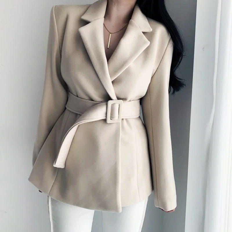 Women Spring Single Breasted Woolen Jacket Sungtin Korean Casual Sashes Office Lady Wool Coat Female Elegant Loose Warm Overcoat
Women Spring Single Breasted Woolen Jacket Sungtin Korean Casual Sashes Office Lady Wool Coat Female Elegant Loose Warm Overcoat