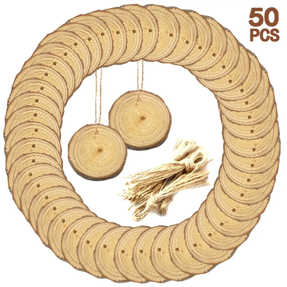 50pcs 5-6cm Unfinished Round Wooden Discs Painting Craft Slice Circle Ornament Crafts with Rope for DIY Wedding Party Decor
50pcs 5-6cm Unfinished Round Wooden Discs Painting Craft Slice Circle Ornament Crafts with Rope for DIY Wedding Party Decor