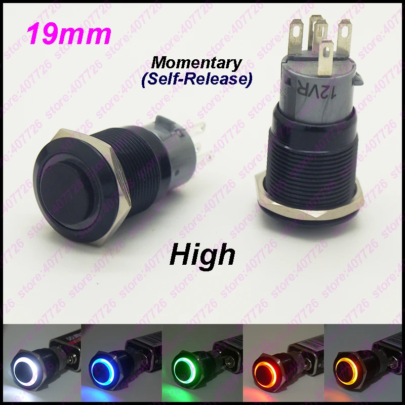 1PC 19MM Blacklight Metal Switch Glowing Ring Push Button 5Pin With LED 12V/24V Auto-Released Not Fixed High head For Dashboard
1PC 19MM Blacklight Metal Switch Glowing Ring Push Button 5Pin With LED 12V/24V Auto-Released Not Fixed High head For Dashboard