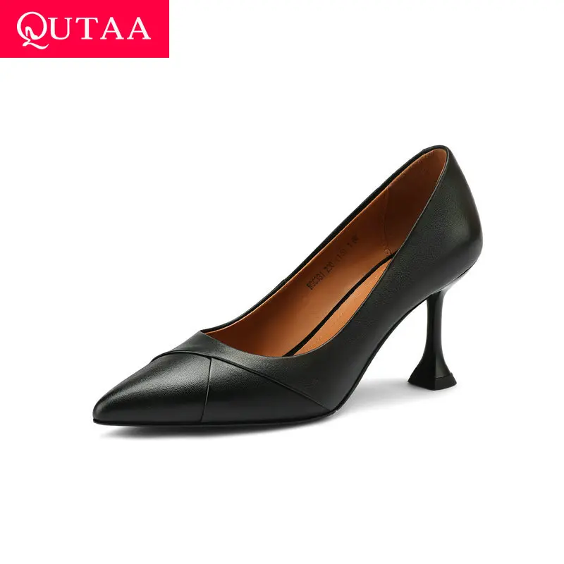 QUTAA 2021 Pointed Toe Cow Leather+PU Women Pump Fashion Single Shoes Spike High Heel Ladies Shoes Size 34-39
QUTAA 2021 Pointed Toe Cow Leather+PU Women Pump Fashion Single Shoes Spike High Heel Ladies Shoes Size 34-39