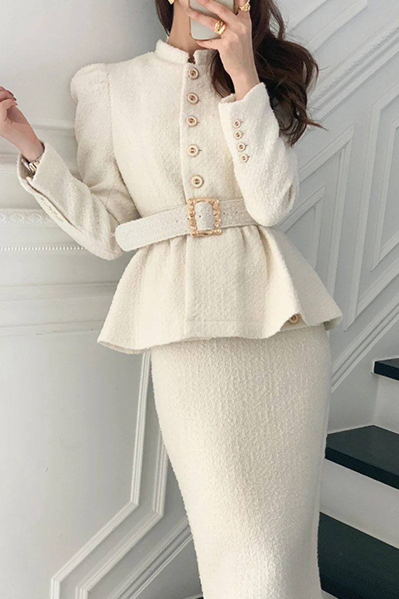 2 piece sets womens outfits 2021 winter korean elegant office wear long sleeve top tweed coat and high waist long wrap skirt set
2 piece sets womens outfits 2021 winter korean elegant office wear long sleeve top tweed coat and high waist long wrap skirt set