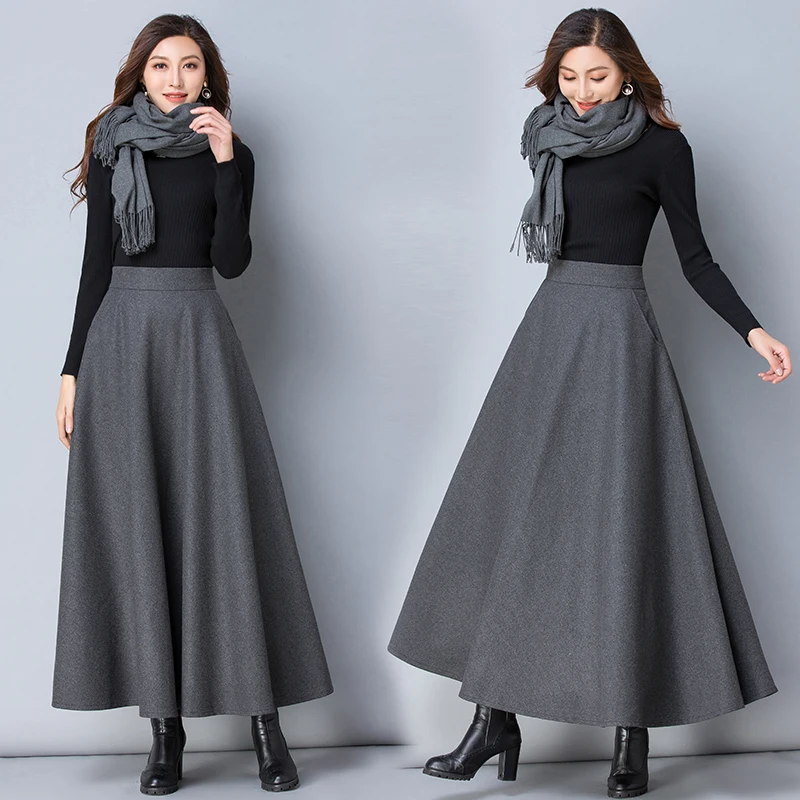 Women New 2020 Autumn Winter Korean Style Long A Line Thick Warm Woolen Skirts Female Plus Size 3XL Loose Wool Blends Skirts F22
Women New 2020 Autumn Winter Korean Style Long A Line Thick Warm Woolen Skirts Female Plus Size 3XL Loose Wool Blends Skirts F22