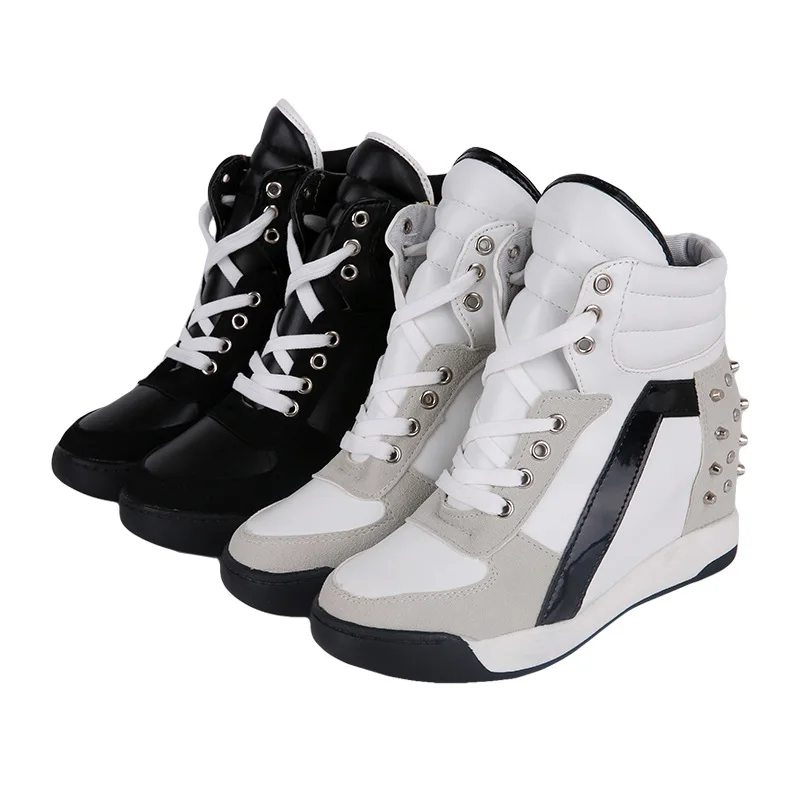 Hot Sales Rivets Black White Hidden Wedge Heels Casual Shoes tenis feminino High Top Shoes Trainers Women Zapatos Mujer 2021
Hot Sales Rivets Black White Hidden Wedge Heels Casual Shoes tenis feminino High Top Shoes Trainers Women Zapatos Mujer 2021