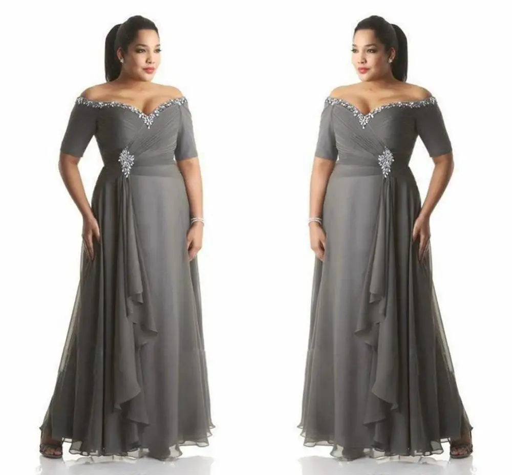 Grey Mother of the Bride Dresses Plus Size Off the Shoulder Cheap Chiffon Prom Party Gowns Long Mother Groom Dresses Wear
Grey Mother of the Bride Dresses Plus Size Off the Shoulder Cheap Chiffon Prom Party Gowns Long Mother Groom Dresses Wear