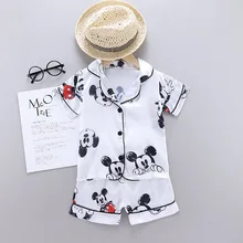 Children Summer Boys Girls Kids Clothing Sets Suit Sleepwear Short Sleeve Disney Mickey Cartoon Baby Pajamas