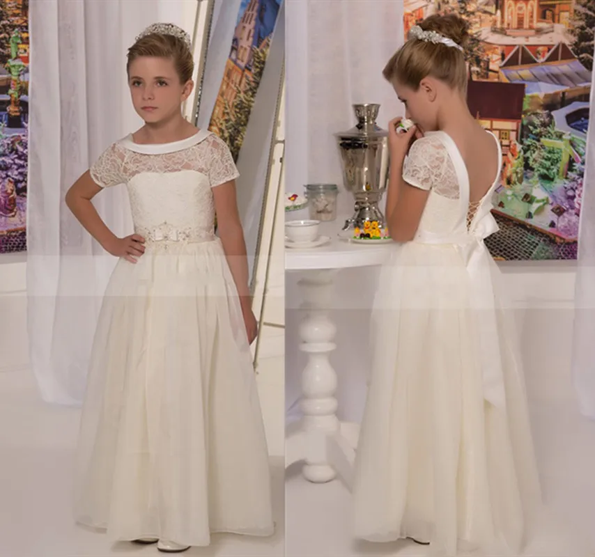 Custom Beige Lace Flower Girl Dress for Wedding Party Sheer Neck Lace Up Back Little Princess Party Gown
Custom Beige Lace Flower Girl Dress for Wedding Party Sheer Neck Lace Up Back Little Princess Party Gown