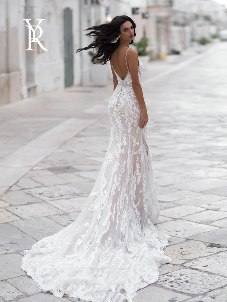 YILIBER Mermaid wedding dress v-neck sleeveless sling backless buttons on the back luxury retro wedding gown
YILIBER Mermaid wedding dress v-neck sleeveless sling backless buttons on the back luxury retro wedding gown