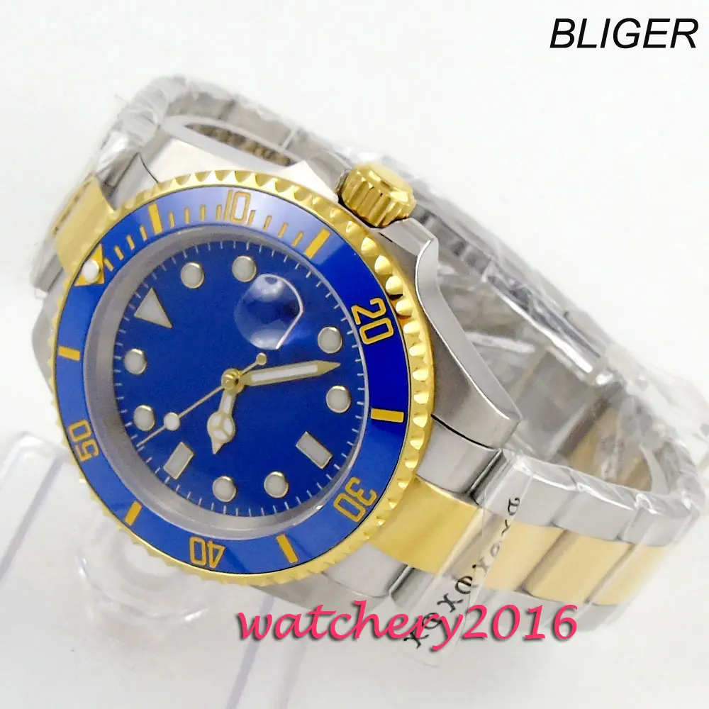 40mm bliger blue dial golden plated Luminous Marks Men's simple Sapphire glass Automatic movement Mechanical Mens Wristwatches
40mm bliger blue dial golden plated Luminous Marks Men's simple Sapphire glass Automatic movement Mechanical Mens Wristwatches