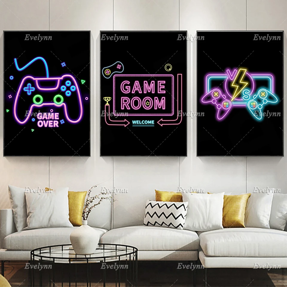 SPLSPL Video Gaming Room Posters Home Decoration Canvas Painting Funny Party Game Wall Art For Boys Room Decor Rainbow Effect
SPLSPL Video Gaming Room Posters Home Decoration Canvas Painting Funny Party Game Wall Art For Boys Room Decor Rainbow Effect