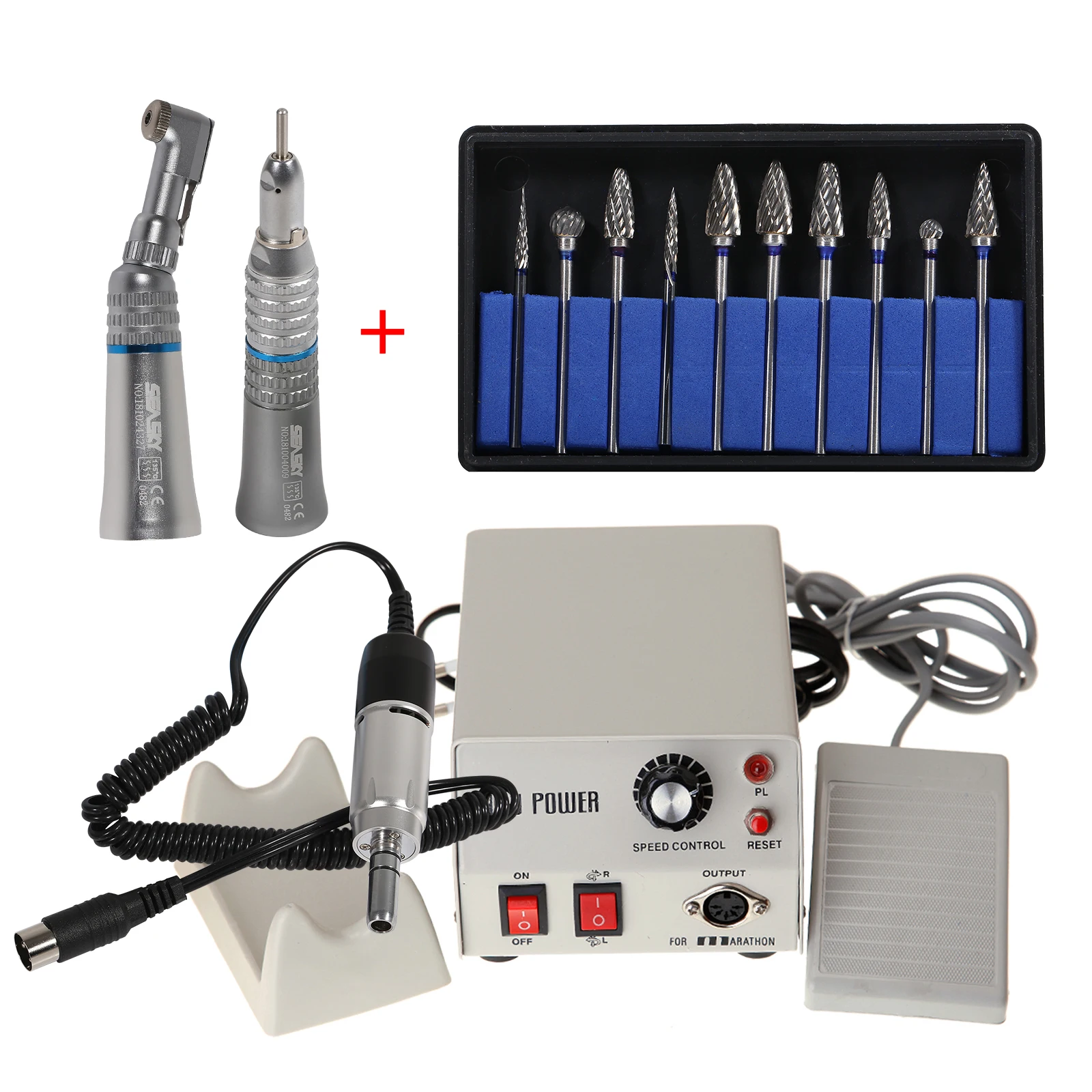 

Micromotor Dental Dentist Polisher N2+Contra Angle & Straight Nosecone+35,000rpm Electric Micro Motor+10*HP2.35mm Polisher Burs