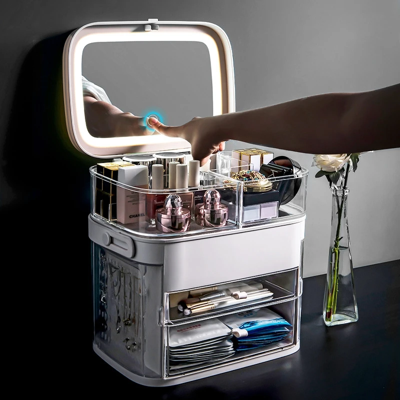 LED Mirror Cosmetic Organizer Portable Makeup Storage Box Jewelry Box Large Make Up Lipstick Container Bathroom Storage Case
LED Mirror Cosmetic Organizer Portable Makeup Storage Box Jewelry Box Large Make Up Lipstick Container Bathroom Storage Case