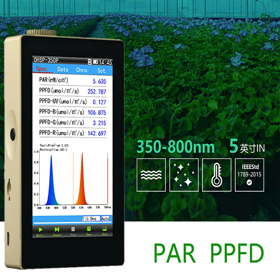 Номинальный PPFD-метр (Umol/m2/s) измеритель номинальной освещенности Ppfd-метр спектрометр OHSP350P анализатор спектра освещенности растений может та...
Номинальный PPFD-метр (Umol/m2/s) измеритель номинальной освещенности Ppfd-метр спектрометр OHSP350P анализатор спектра освещенности растений может та...