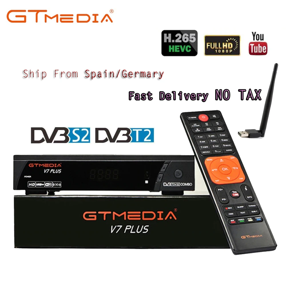 

GTMEDIA V7 PLUS Combo DVB-T2 DVB-S2 1080P Full HD DVB-S/S2+T/T2 Support H.265 AVS+ And PowerVu DRE & Biss Key With No App