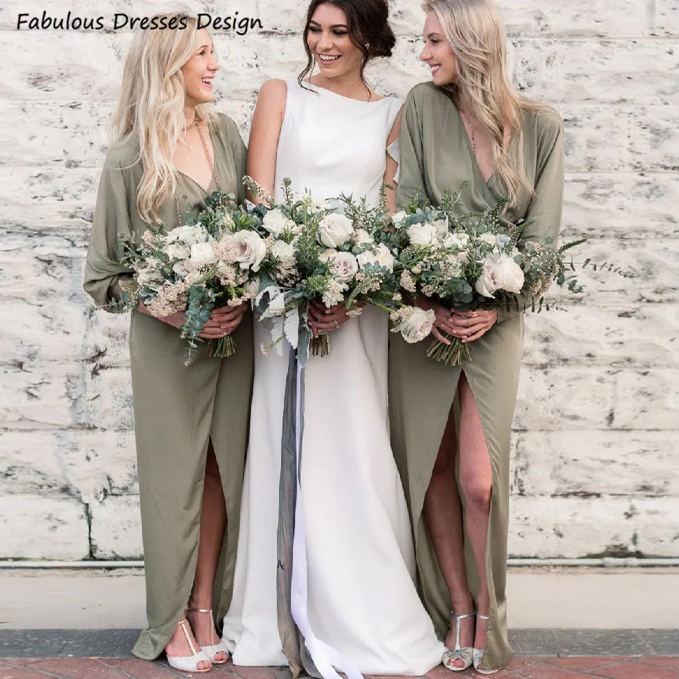 Formal Long Sleeve Bridesmaid Dresses Mermaid V Neck Split 2021 Long Wedding Party Dress Customize Robe De Soirée De Mariage
Formal Long Sleeve Bridesmaid Dresses Mermaid V Neck Split 2021 Long Wedding Party Dress Customize Robe De Soirée De Mariage