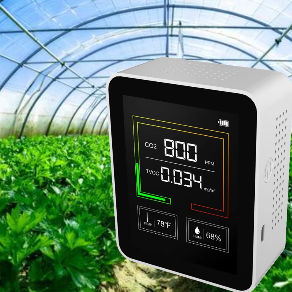 Portable CO2 Meter Digital Temperature Humidity Sensor Tester Air Quality Monitor Carbon Dioxide TVOC Formaldehyde HCHO Detector
Portable CO2 Meter Digital Temperature Humidity Sensor Tester Air Quality Monitor Carbon Dioxide TVOC Formaldehyde HCHO Detector