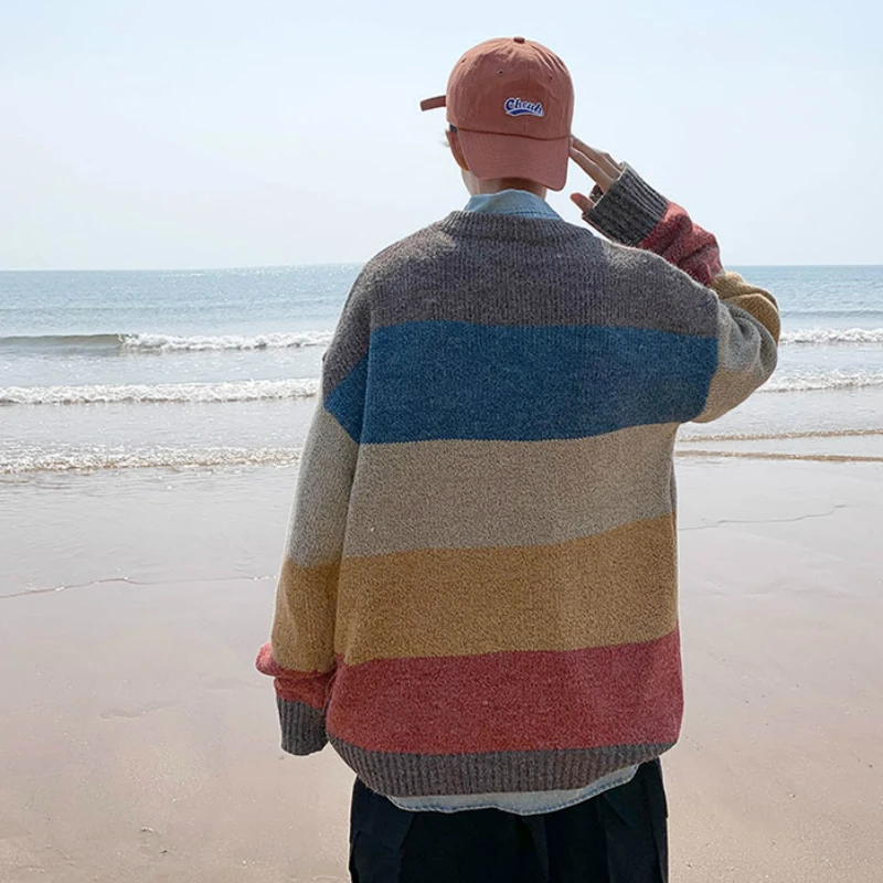 Men Pullovers O-neck Long Sleeve Patchwork Contrast Color Knitted Sanding Retro Mens Clothing Korean Style All-match Chic Loose
Men Pullovers O-neck Long Sleeve Patchwork Contrast Color Knitted Sanding Retro Mens Clothing Korean Style All-match Chic Loose