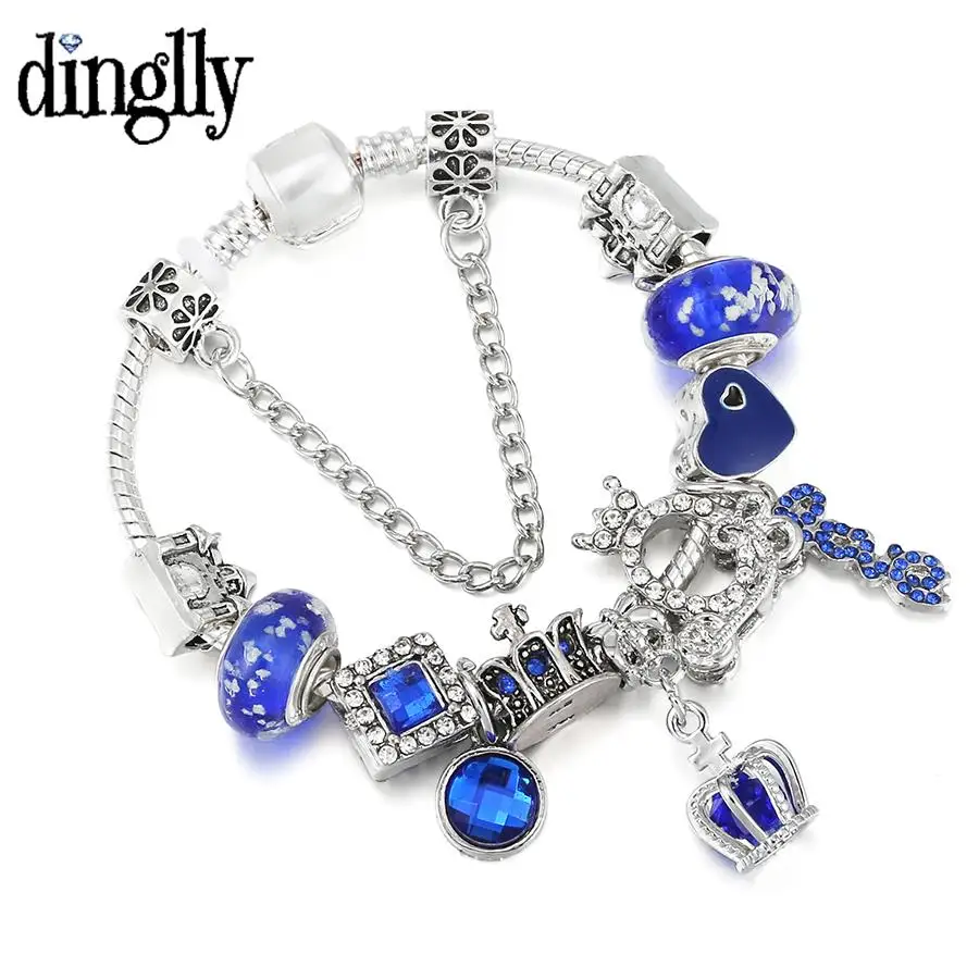 Dinglly Blue Crystal Crown Castle Charm Bracelets For Women Men Original Luminous Glass Bead Bracelet & Bangle Jewelry Gifts
Dinglly Blue Crystal Crown Castle Charm Bracelets For Women Men Original Luminous Glass Bead Bracelet & Bangle Jewelry Gifts
