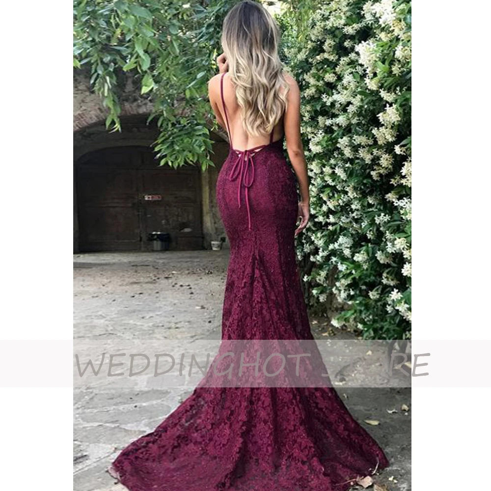 Burgundy Lace Evening Dresses Long Luxury 2021 Mermaid V Neck Spaghetti Strap Prom Dress Elegant Bodice Backless robes de soire
Burgundy Lace Evening Dresses Long Luxury 2021 Mermaid V Neck Spaghetti Strap Prom Dress Elegant Bodice Backless robes de soire