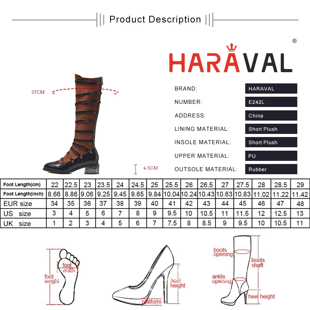 HARAVAL Knee-High Boots Shoes Women PU Material Patchwork Adult Square Heel Basic Short Plush Low Heel Black Brown Shoe E242L
HARAVAL Knee-High Boots Shoes Women PU Material Patchwork Adult Square Heel Basic Short Plush Low Heel Black Brown Shoe E242L