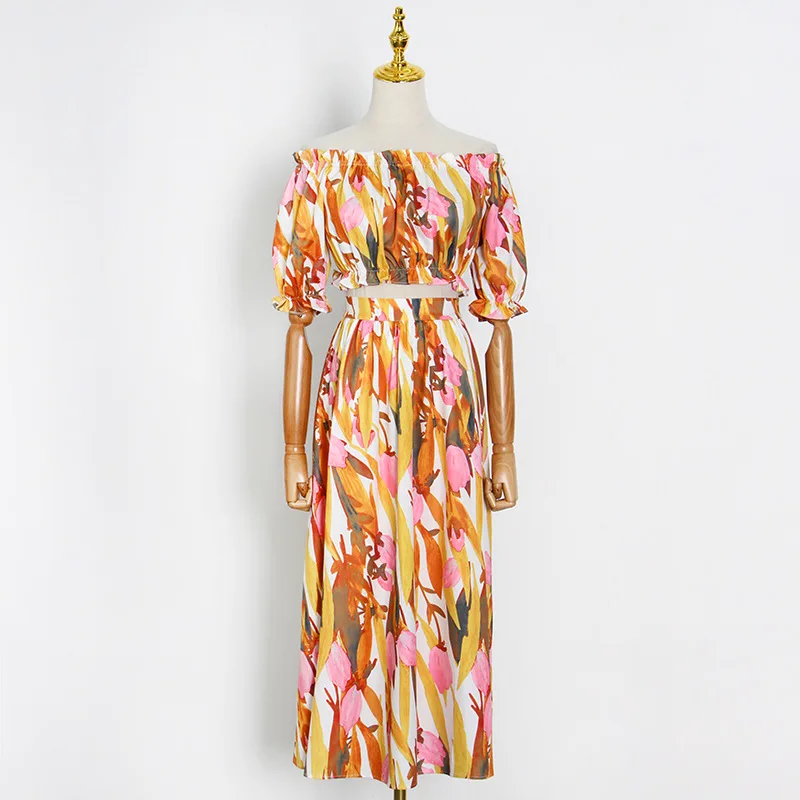 Skirt Suit Women 2021 Summer New Fashion Sexy Off-Shoulder Short Top Shirt+High Waist Print Skirt Contrast Color Two-Piece Sets
Skirt Suit Women 2021 Summer New Fashion Sexy Off-Shoulder Short Top Shirt+High Waist Print Skirt Contrast Color Two-Piece Sets