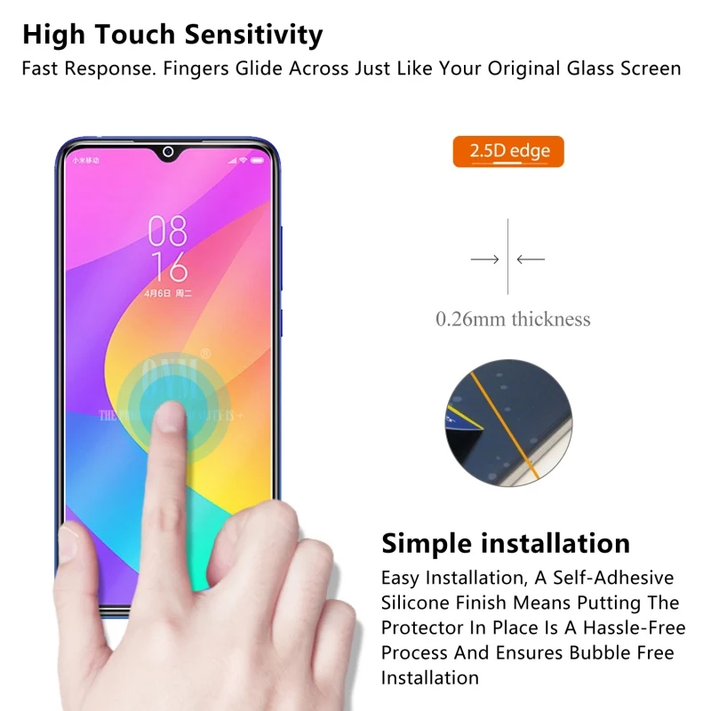 2 шт. закаленное стекло для xiaomi mi 9 Lite Защитное экрана Pre um защитная пленка |