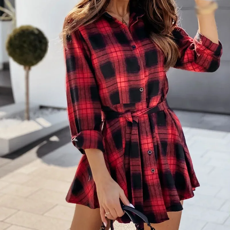 Zoulv 2021 New Casual Fashion Ladies Turn-down Collar Autumn Plaid Women Dress Belt Long Sleeve Single Breasted Female Dress
Zoulv 2021 New Casual Fashion Ladies Turn-down Collar Autumn Plaid Women Dress Belt Long Sleeve Single Breasted Female Dress