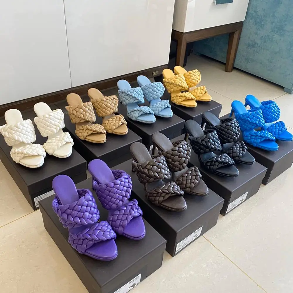 New Spring Summer Weave Slides Sexy High Heels Genuine Leather Shoes Woman Outside Slippers
New Spring Summer Weave Slides Sexy High Heels Genuine Leather Shoes Woman Outside Slippers