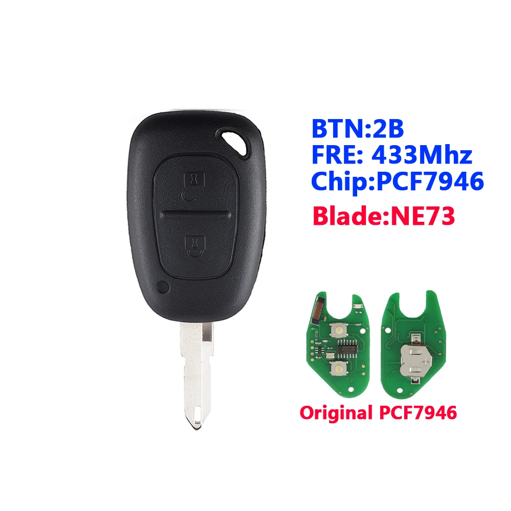 Free Shipping (5 pcs /Lot) 2 Button PCF7946 Chip Remote Control With NE73 Blade For Renault Duster Modus Clio 3 433Mhz
Free Shipping (5 pcs /Lot) 2 Button PCF7946 Chip Remote Control With NE73 Blade For Renault Duster Modus Clio 3 433Mhz
