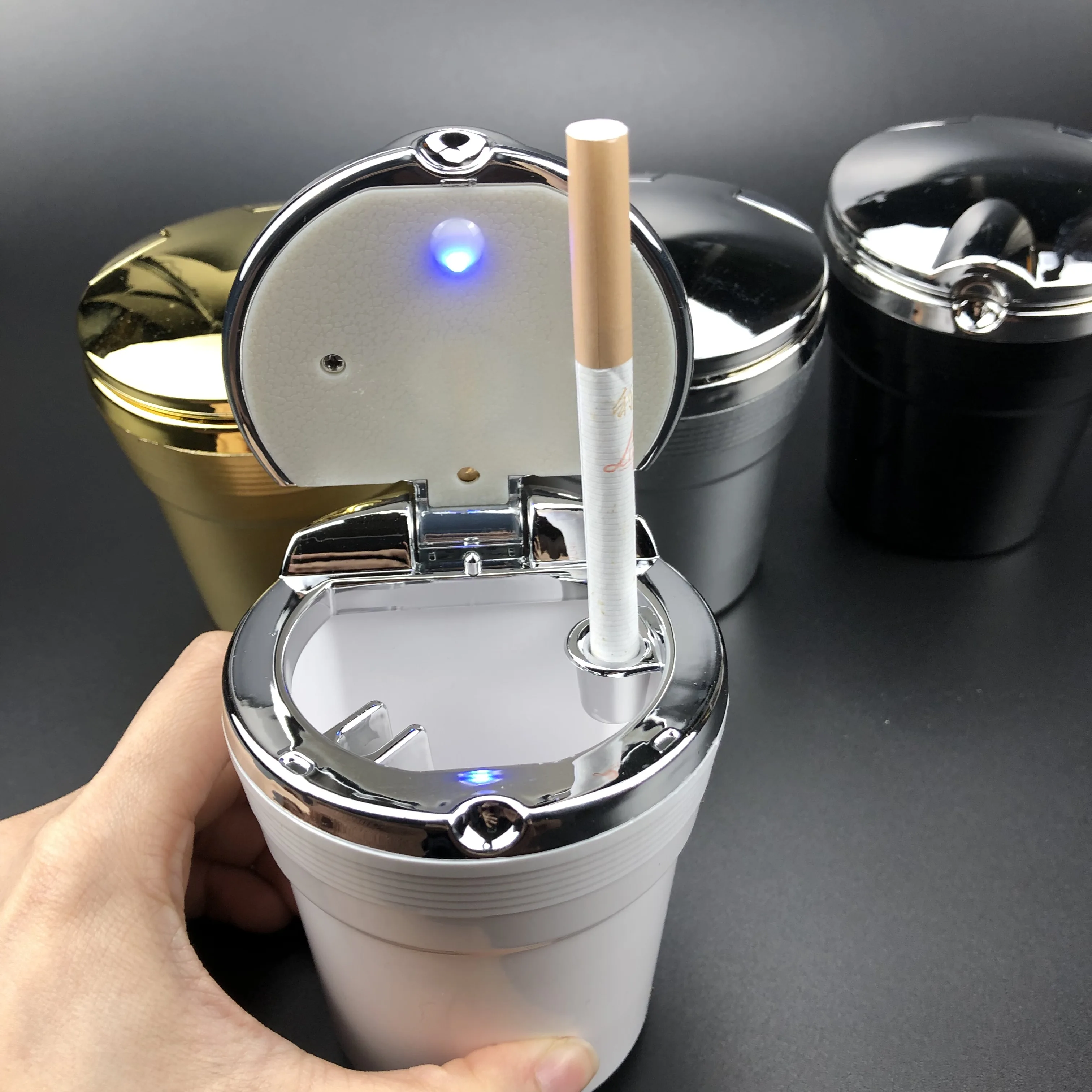 2021 Car Travel LED Blue Light Cigarette Ashtray Portable Holder Cup Silver/ Gold/Black/White
2021 Car Travel LED Blue Light Cigarette Ashtray Portable Holder Cup Silver/ Gold/Black/White