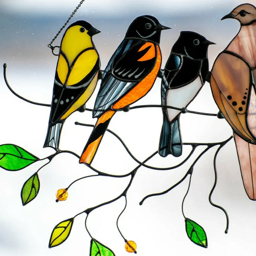Birds Ornaments Wind Chimes Birds On A Wire High Stained Suncatcher Window Panel Bird Series Pendant Gifts Home Decoration
Birds Ornaments Wind Chimes Birds On A Wire High Stained Suncatcher Window Panel Bird Series Pendant Gifts Home Decoration