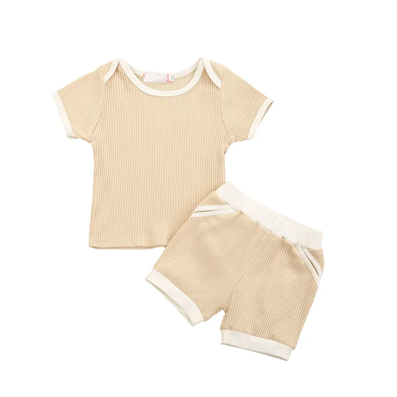 2021 Newborn Summer Casual Rib Set 2pcs Baby Fashion Contrast Short Sleeve Round Neck T-shirt + Shorts Free Shipping
2021 Newborn Summer Casual Rib Set 2pcs Baby Fashion Contrast Short Sleeve Round Neck T-shirt + Shorts Free Shipping