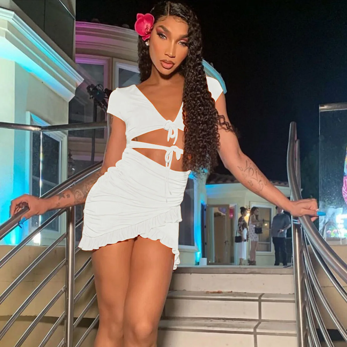 2021 Sexy Ruffle Bandage Dress Summer Women Hollow-Out Party Dress Casual V-Neck Short Sleeve Beach Club Dress Vestidos
2021 Sexy Ruffle Bandage Dress Summer Women Hollow-Out Party Dress Casual V-Neck Short Sleeve Beach Club Dress Vestidos