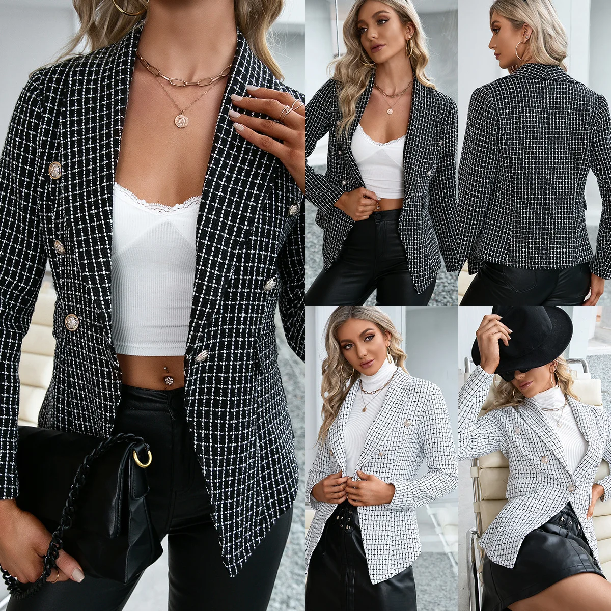 Metal Buckle Double-breasted Small Suit European and American Fall/Winter Fashion Blazer Women's Commuter Long-sleeved Jacket
Metal Buckle Double-breasted Small Suit European and American Fall/Winter Fashion Blazer Women's Commuter Long-sleeved Jacket
