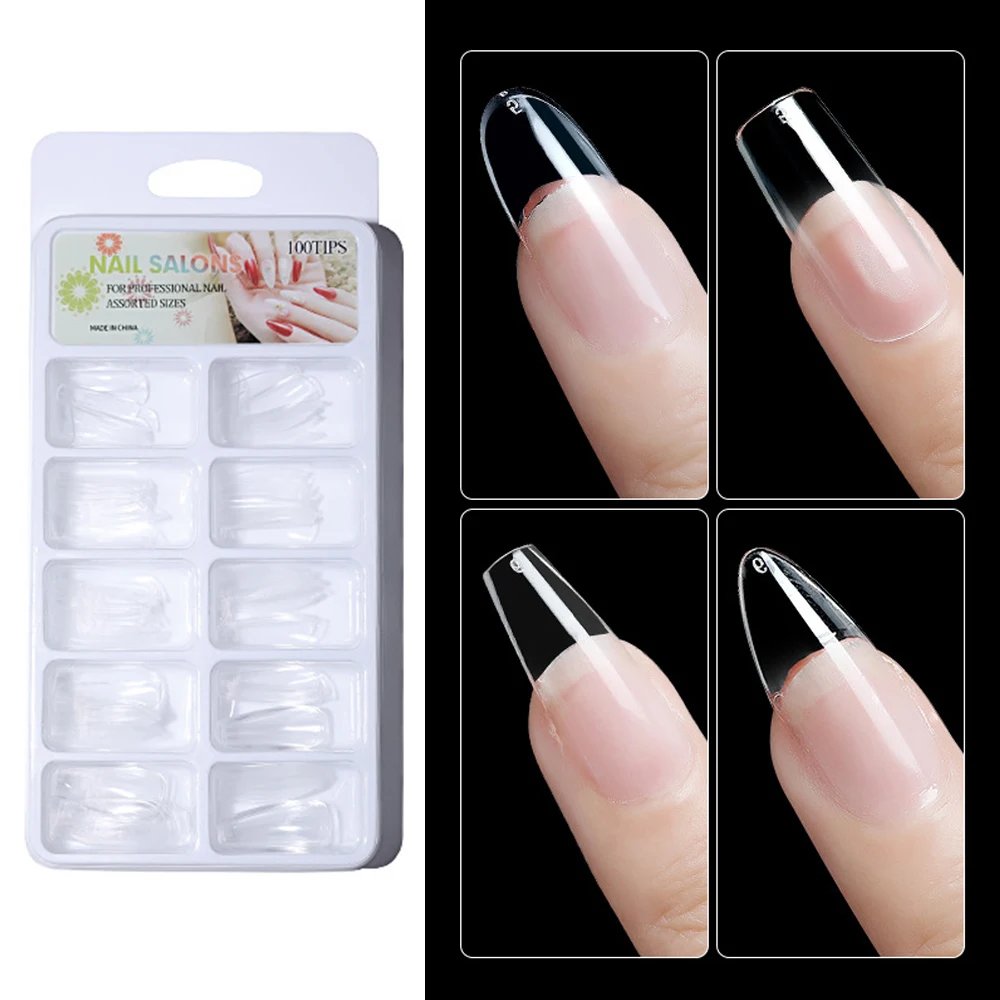 100Pcs/Set 2022 Fashion French Ballerina Fake Nails Art Full/Half Acrylic Coffin Straight Round End For Nail Tips Clear White
100Pcs/Set 2022 Fashion French Ballerina Fake Nails Art Full/Half Acrylic Coffin Straight Round End For Nail Tips Clear White
