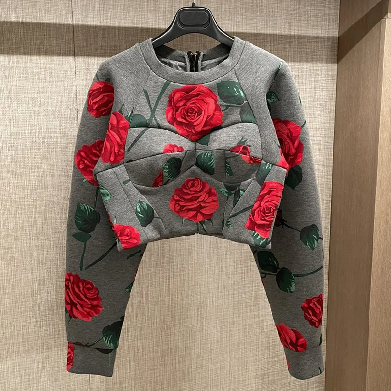 High Quality Women'S Sweater Rose Flower Flocking Long-Sleeved Short Sweater Holiday Party Fashion Top
High Quality Women'S Sweater Rose Flower Flocking Long-Sleeved Short Sweater Holiday Party Fashion Top