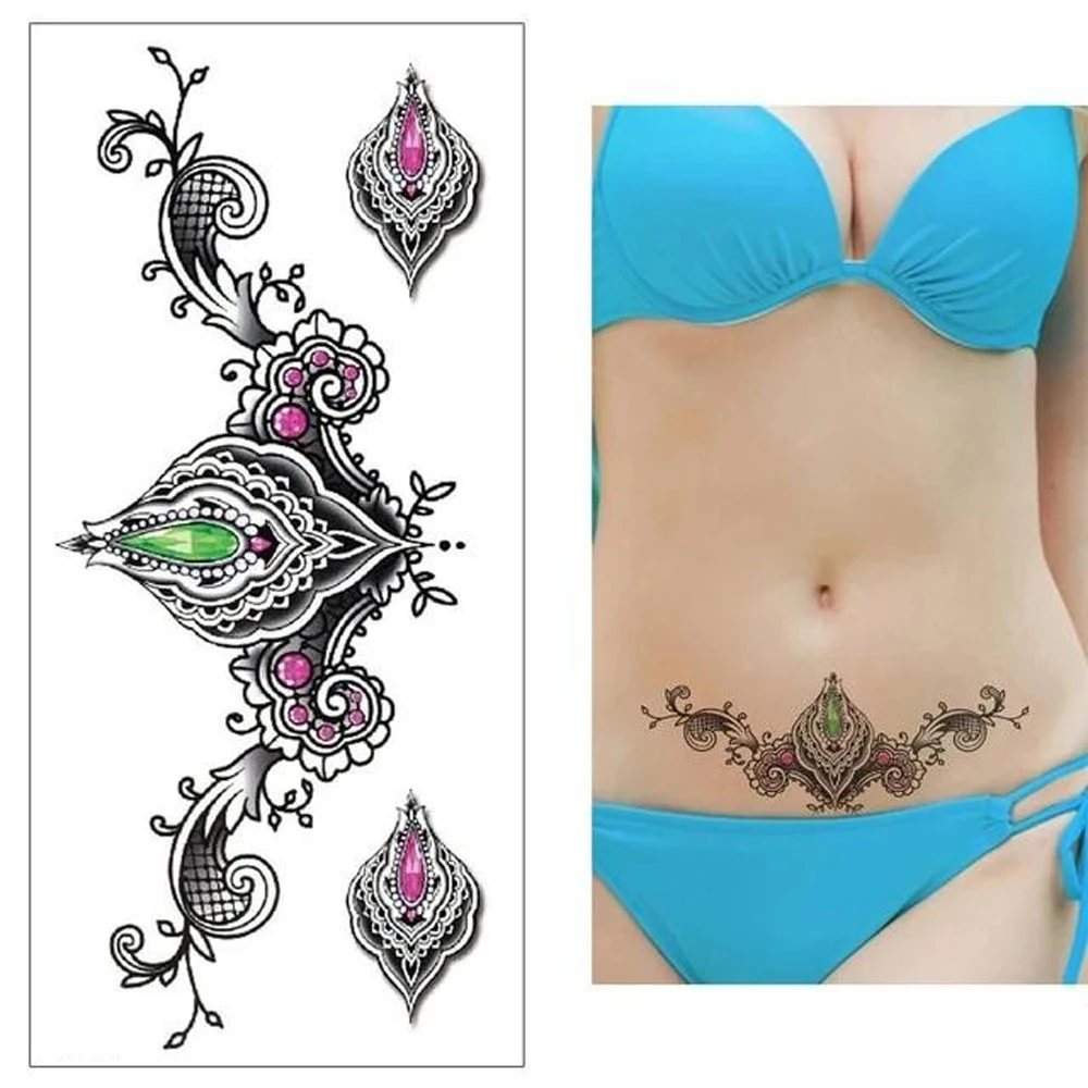 Underboob мандала водонепроницаемые татуировки грудины дерзкие изящные временные