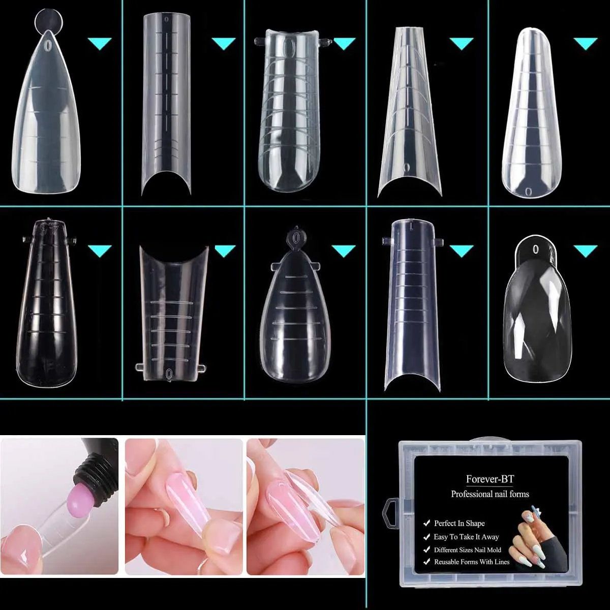 Top Forms For Extension Nails Mold Reusable Clear Dual Form Poly UV Gel Build French Art False Nails Manicure Tools
Top Forms For Extension Nails Mold Reusable Clear Dual Form Poly UV Gel Build French Art False Nails Manicure Tools
