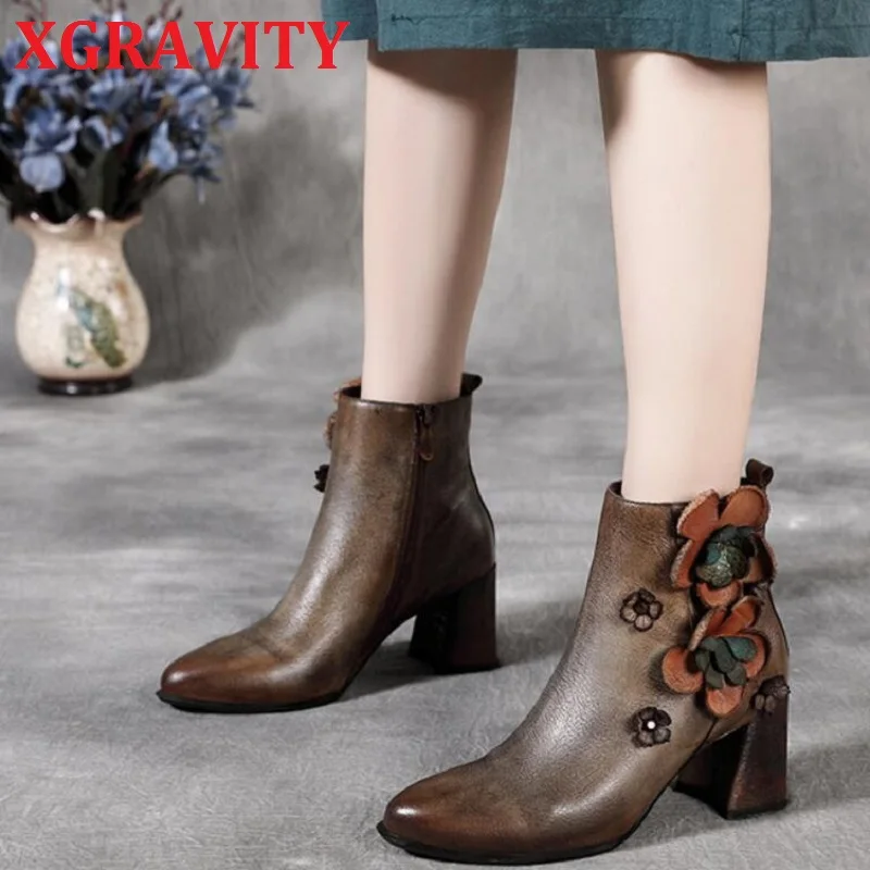 XGRAVITY S030 2020 New Warm Ankle Boots Zipper High Heel Pumps Elegant Flower Woman Boots Chunky High Heels Female Floral Shoes
XGRAVITY S030 2020 New Warm Ankle Boots Zipper High Heel Pumps Elegant Flower Woman Boots Chunky High Heels Female Floral Shoes