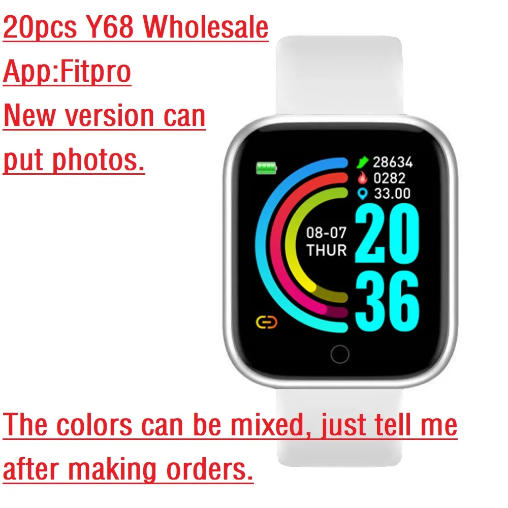 20 pcs Y68 Smart Watch 1.44 inch Sports Waterproof Music Control Blood Pressure Fitness Tracker HeartRate Monitor SmartWatch
20 pcs Y68 Smart Watch 1.44 inch Sports Waterproof Music Control Blood Pressure Fitness Tracker HeartRate Monitor SmartWatch