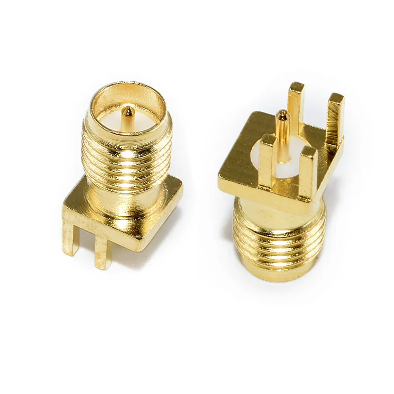 

50Pcs Brass RP-SMA Male Plug Center Solder PCB Clip Edge Mount RF Connector for Mobile Signal Booster/Antennas/Coaxial Cables