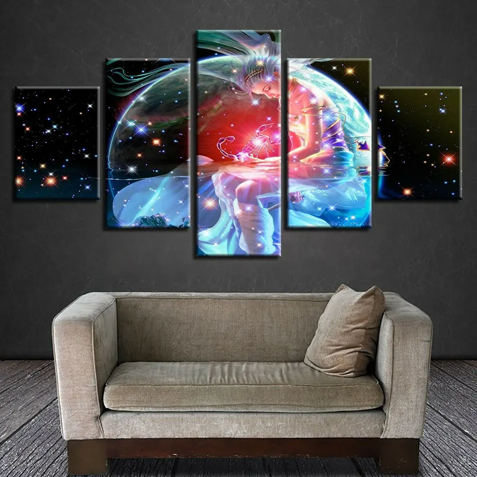 

No Framed Constellation Scorpio 5 piece Wall Art Canvas Print posters Paintings Oil Painting Living Room Home Decor Pictures