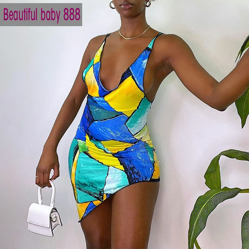 Meqeiss new color print summer evening dress ladies sleeveless deep V tight Bodycon stretch sexy all-match club wear asymmetric
Meqeiss new color print summer evening dress ladies sleeveless deep V tight Bodycon stretch sexy all-match club wear asymmetric