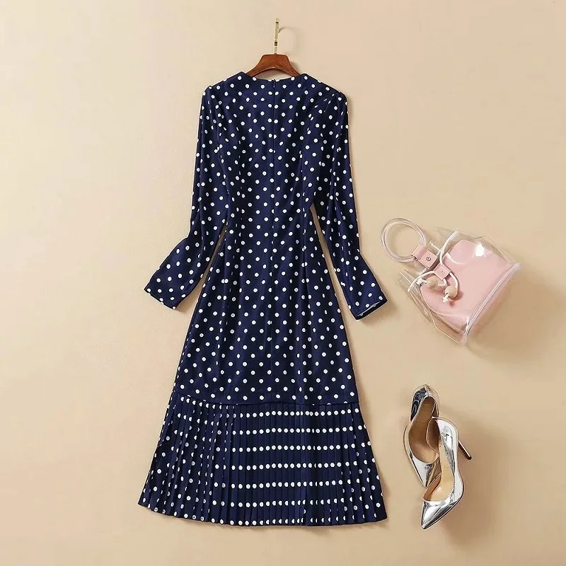 Fashion New Korean Style Dress 2021 Autumn Women Stand Neck Polka Dot Print Bow Deco Long Sleeve Mid-Calf Length Blue Dress XL
Fashion New Korean Style Dress 2021 Autumn Women Stand Neck Polka Dot Print Bow Deco Long Sleeve Mid-Calf Length Blue Dress XL