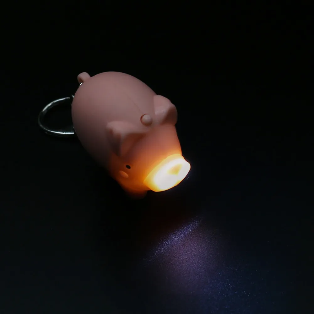 1Pc Cute Cartoon Mini Pig Keychains With LED Light Keyring Women Girl Jewelry Car Bell Key Birthday Gift #1205 | Украшения и