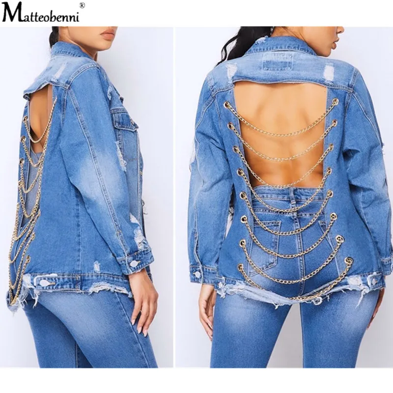 Куртка женская Потертая джинсовая с задней цепочкой, повседневный жакет-бойфренд из денима, пальто с длинным рукавом, уличная одежда, осень-... 
Куртка женская Потертая джинсовая с задней цепочкой, повседневный жакет-бойфренд из денима, пальто с длинным рукавом, уличная одежда, осень-...