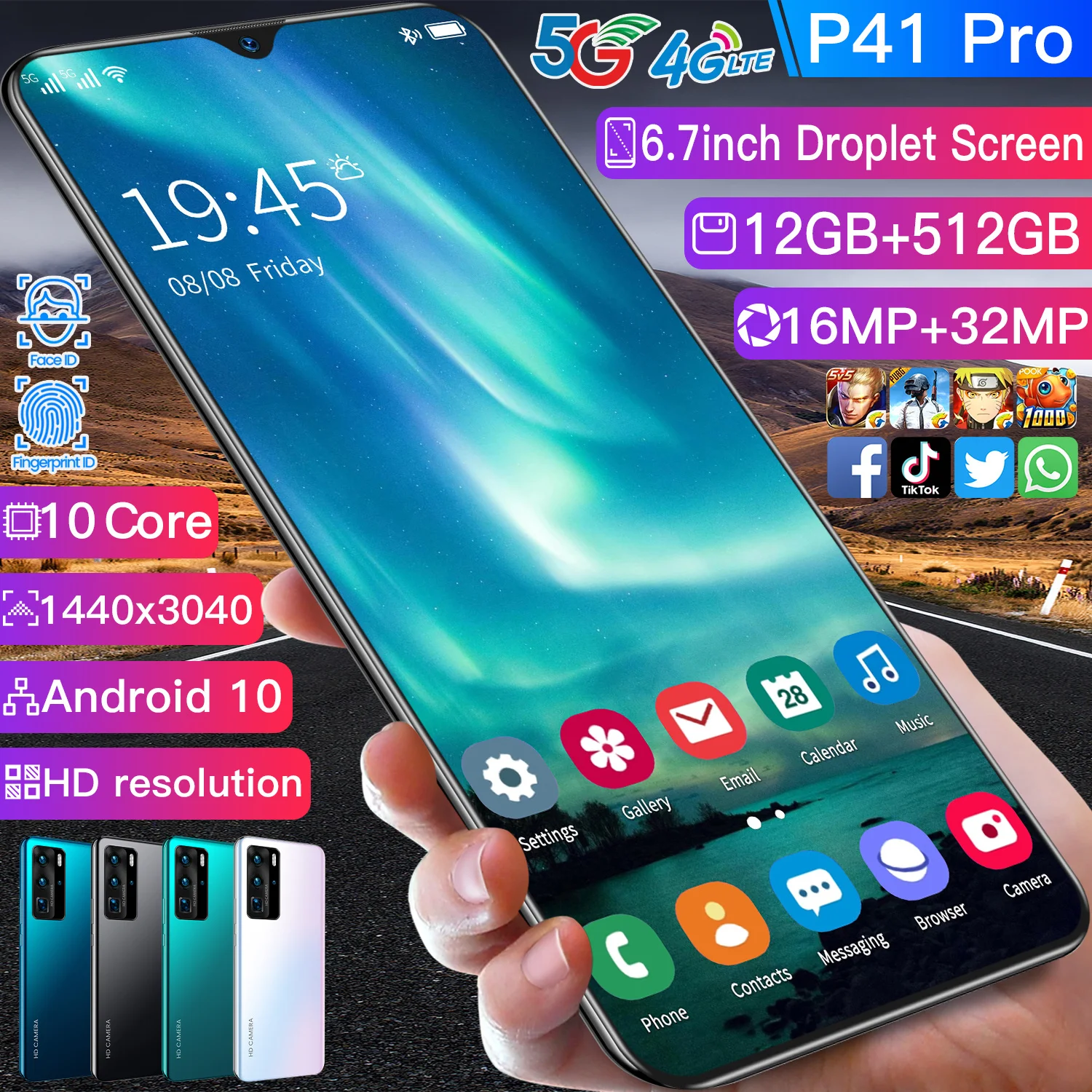 P41 PRO smartphone HD1440*3040 Android Phone 5G 8GB+512GB Face unlock 13MP+24MP телефон 4800mah смартфоны realme celular poco
P41 PRO smartphone HD1440*3040 Android Phone 5G 8GB+512GB Face unlock 13MP+24MP телефон 4800mah смартфоны realme celular poco