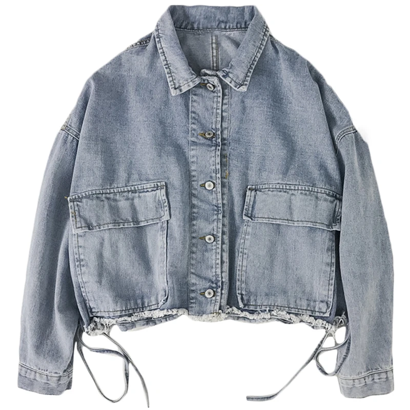 2021 New Korean Version Loose Big Pocket Rough Edge Drawstring Denim Jacket Female College Style Leisure
2021 New Korean Version Loose Big Pocket Rough Edge Drawstring Denim Jacket Female College Style Leisure