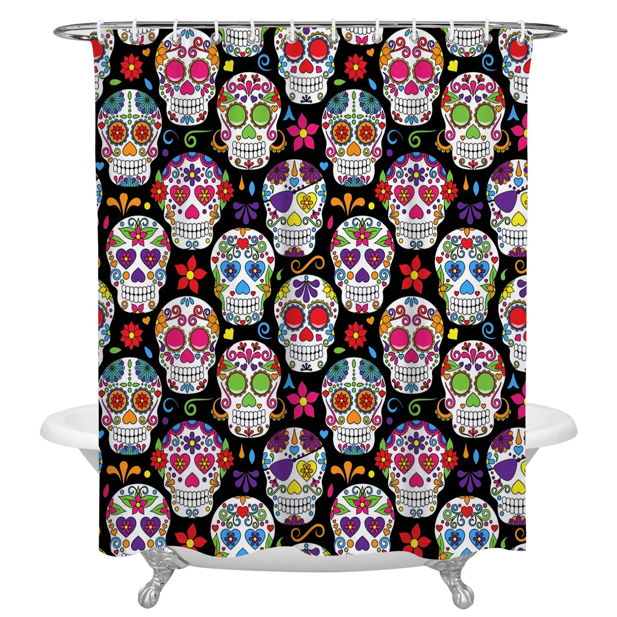 Bones Skull Flowers Leaves Bathroom Shower Curtain Polyester Fabric Waterproof Shower Curtains with Hooks
Bones Skull Flowers Leaves Bathroom Shower Curtain Polyester Fabric Waterproof Shower Curtains with Hooks